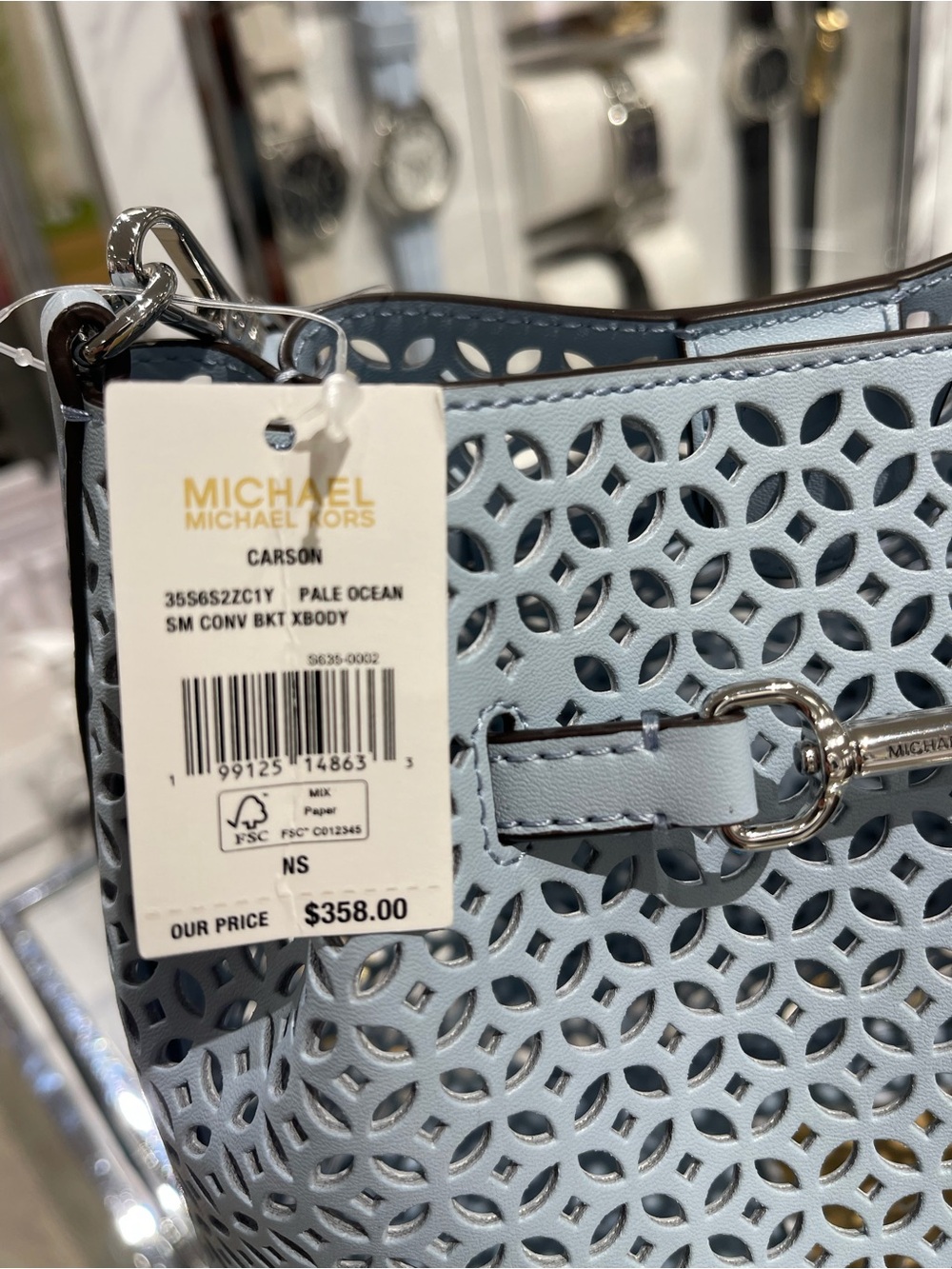 Michael Kors Carson Small Floral Laser Cut Bucket Crossbody Bag - Picture 10 of 14